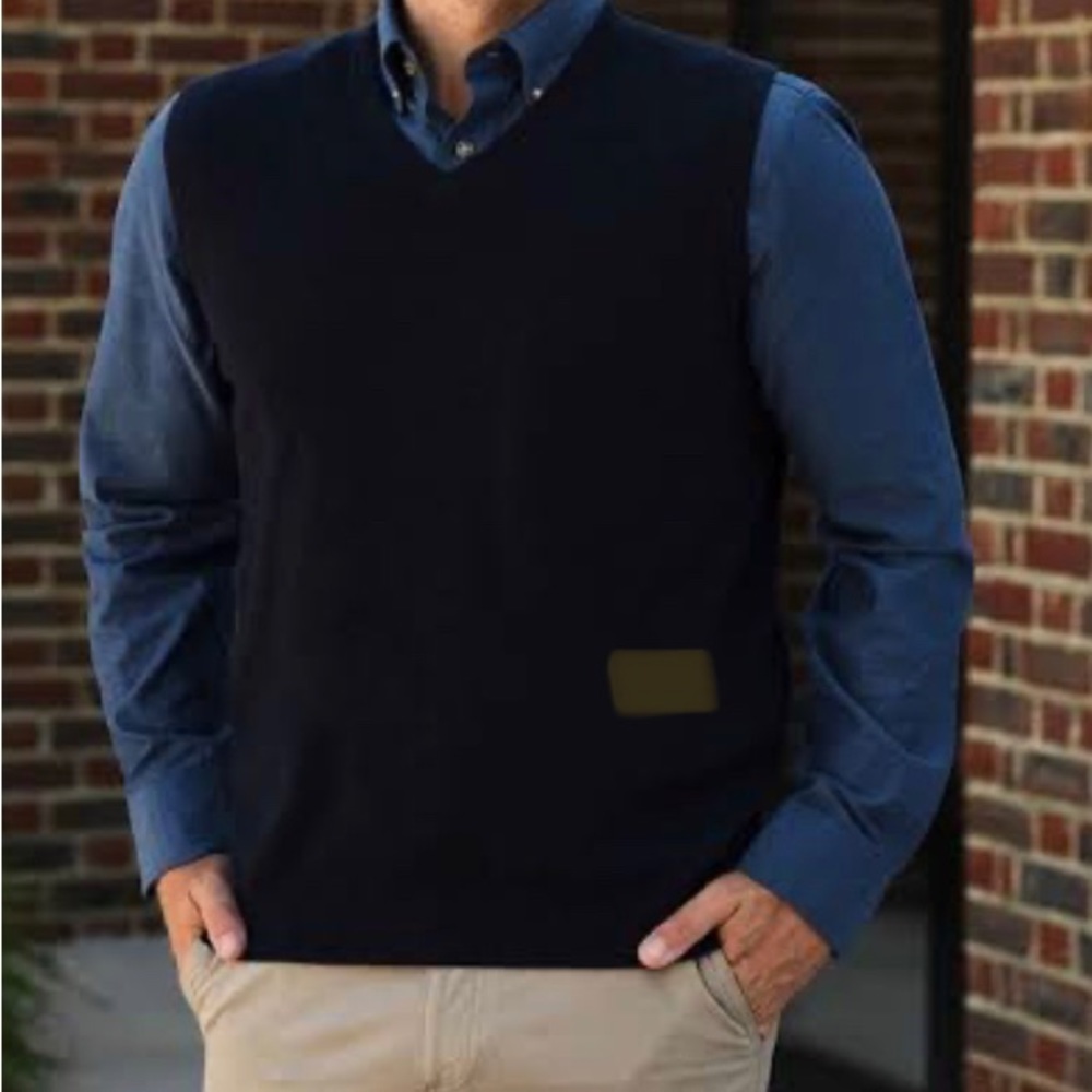 Lands’ End Cashmere Sweater Vest XL V Neck Academia Preppy Business Smart-Casual
